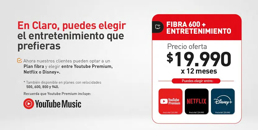 Oferta Fibra + Entretenimiento